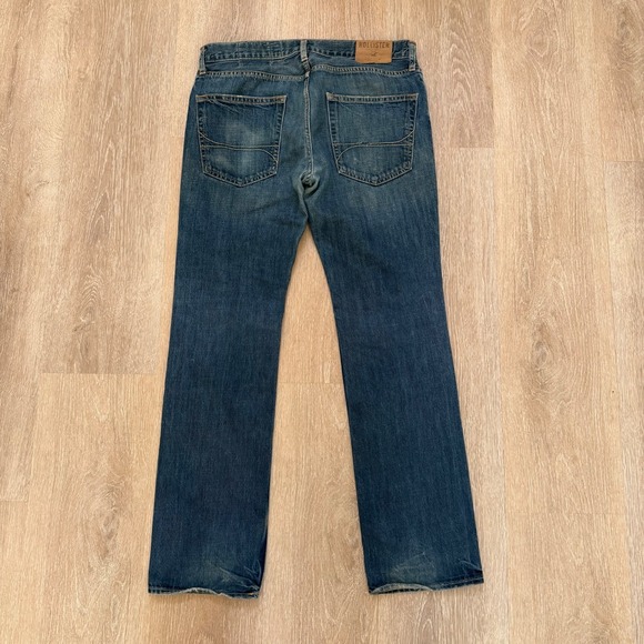 Hollister Huntington Low Rise Slim Straight Jeans Men 32x32 Blue Dark Wash Denim - Picture 2 of 12